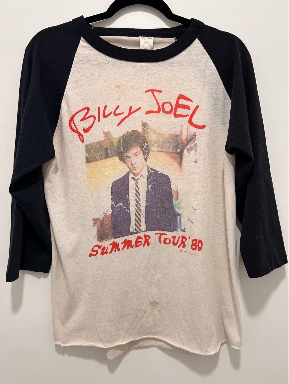 Vintage Billy Joel Summer Tour '80 Raglan T-Shirt Large